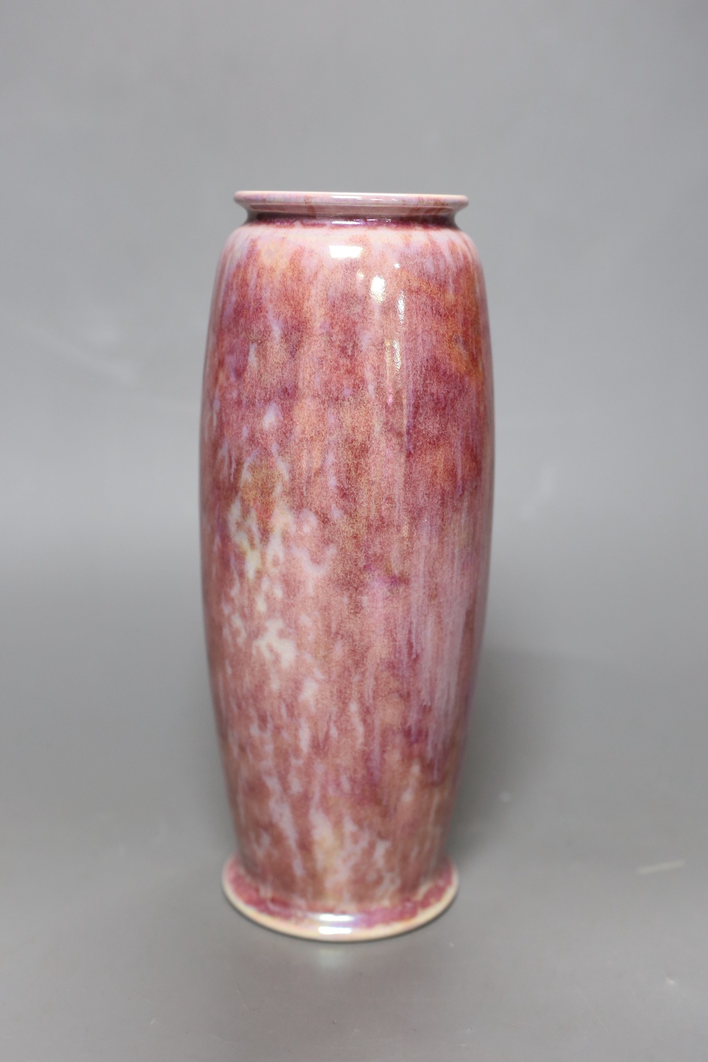 A Ruskin crimson lustre glazed monochrome vase, dated 1925, 22cm